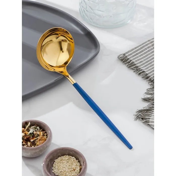 Половник цельнотянутый Magistro 'Грэйс' 24 см цвет ручки голубой головы золотой