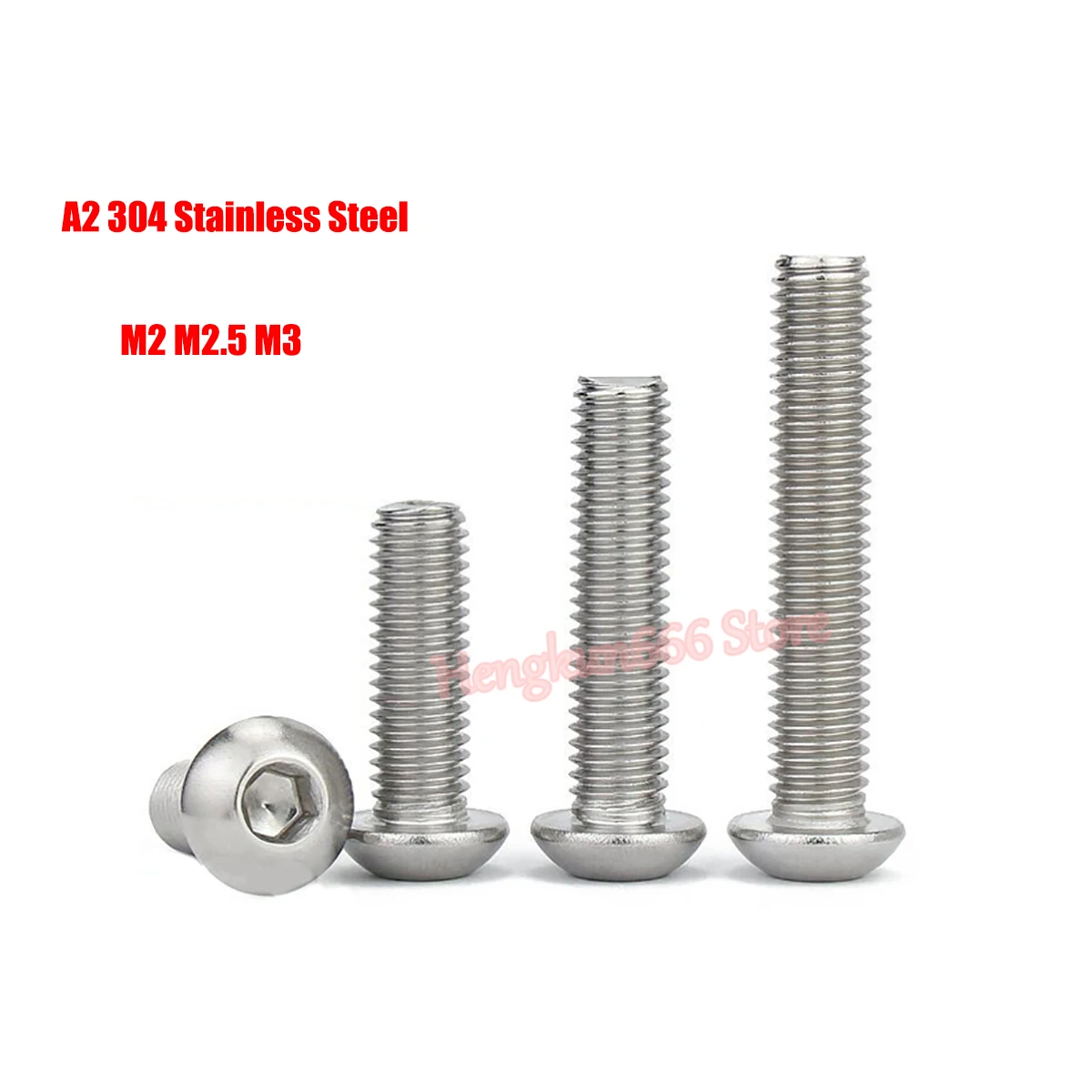 

M2 M2.5 M3 A2 304 Stainless Steel Button Head Socket Cap Screws Allen Bolts ISO7380 Round Head Hex Drive Screw