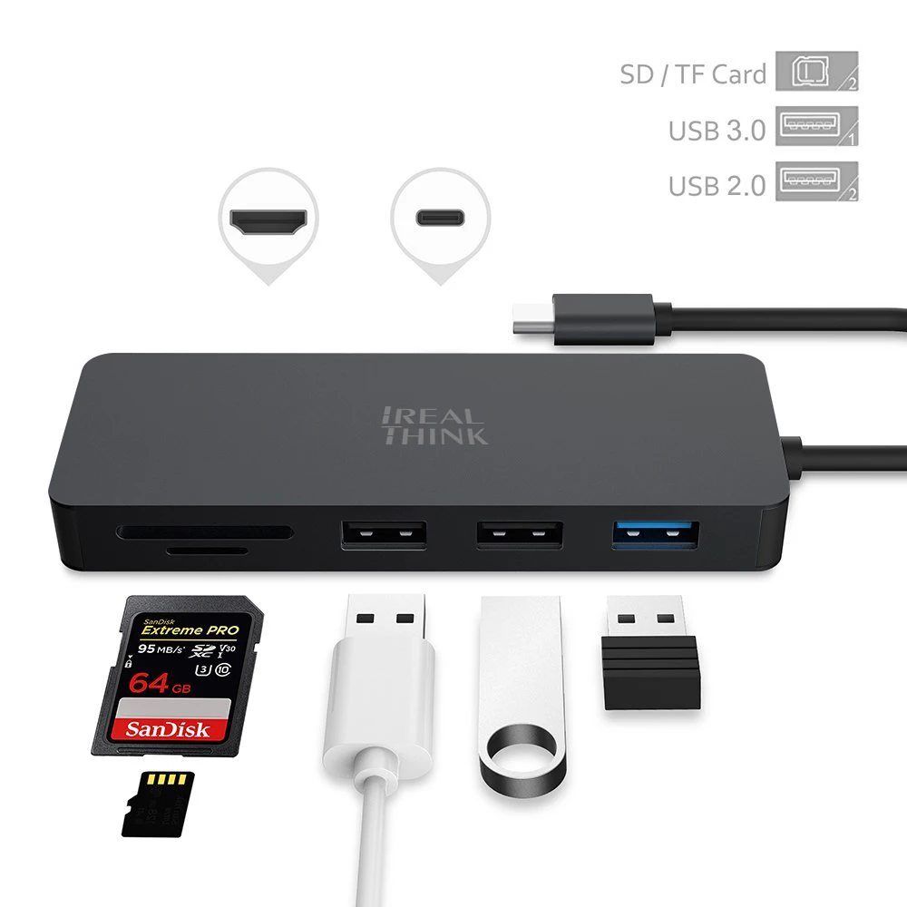 Концентратор IREALTHINK USB Type C для Macbook Huawei Pro аксессуары концентратор разветвитель 3 0