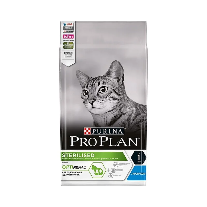  Сухой корм PRO PLAN для  стерилизованных кошек Кролик 1,5кг 