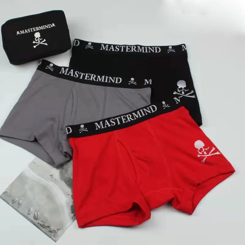 Men Mastermind Boxer Shorts Black Red Gray Cotton Breathable Short Pant Male Underwaer Skulls Boxer Four Seasons Japan MMJ