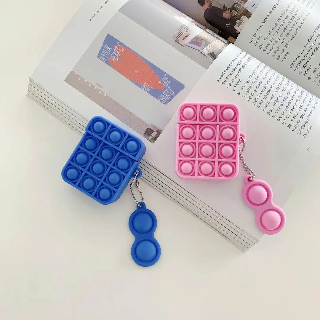 

3D Soft Silicone Smooth Colorful Relieve Stress Bubble Fidget Pop it Packs Case For AirPods1 2 Pro Buy One Get Pop it Toy Free