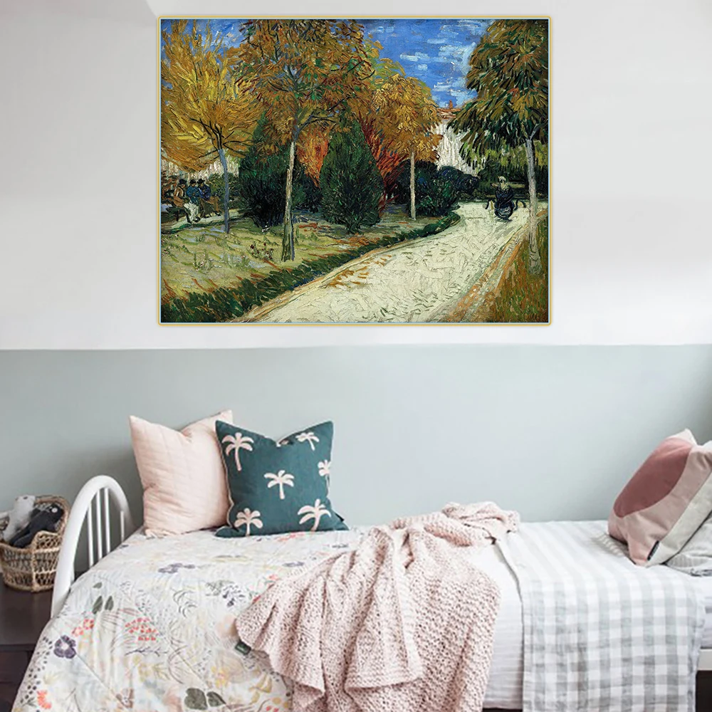 

Holover Canvas Oil Painting Van Gogh"The Public Park at Arles"Colorism Expressionism Aesthetic Wall Art Home Room Decoration