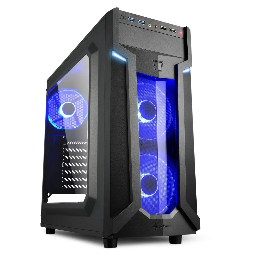 Корпус игровой для компьютера Sharkoon VG6-W ATX Midi-Tower 3x 120mm fan led 2x USB 2.0 3.0 Audio без БП |