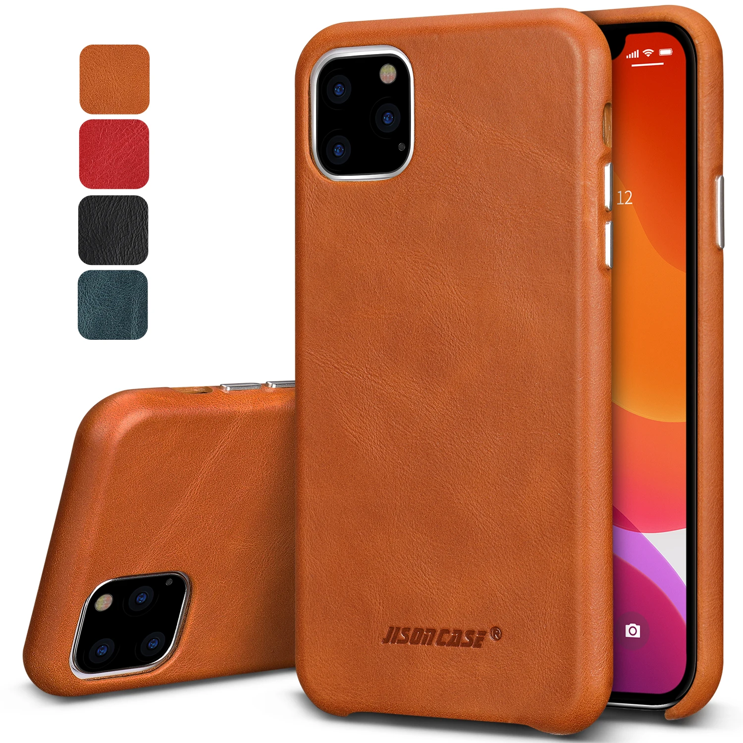 Jisoncase кожаный чехол для iPhone 11Pro MAX, ультра тонкий чехол из натуральной кожи, противоскользящий мягкий захват, устойчивый к царапинам чехол