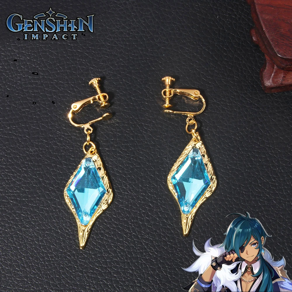 

Genshin Impact Kaeya Alberich Cosplay Earrings Ear Clip Tartaglia Venti Qiqi Drop Earrings Pendant Jewelry Costume Accessories