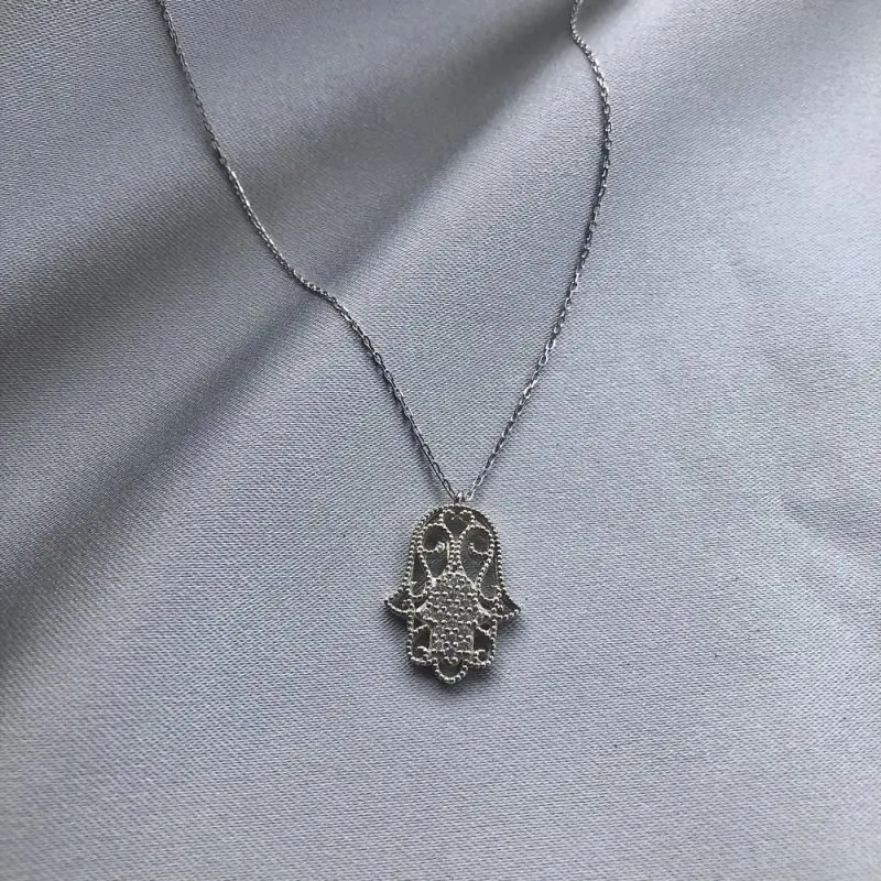 

Gothic Hand 925 Sterling Silver Necklace Women Girls Gift Jewelry Accessories Fashion Handmade Elegant Chain