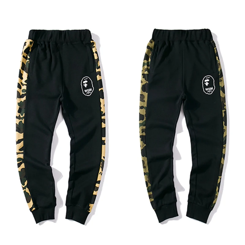 Камуфляжные леггинсы BApe head WGM камуфляжные зеленые желтые в стиле Харадзюку
