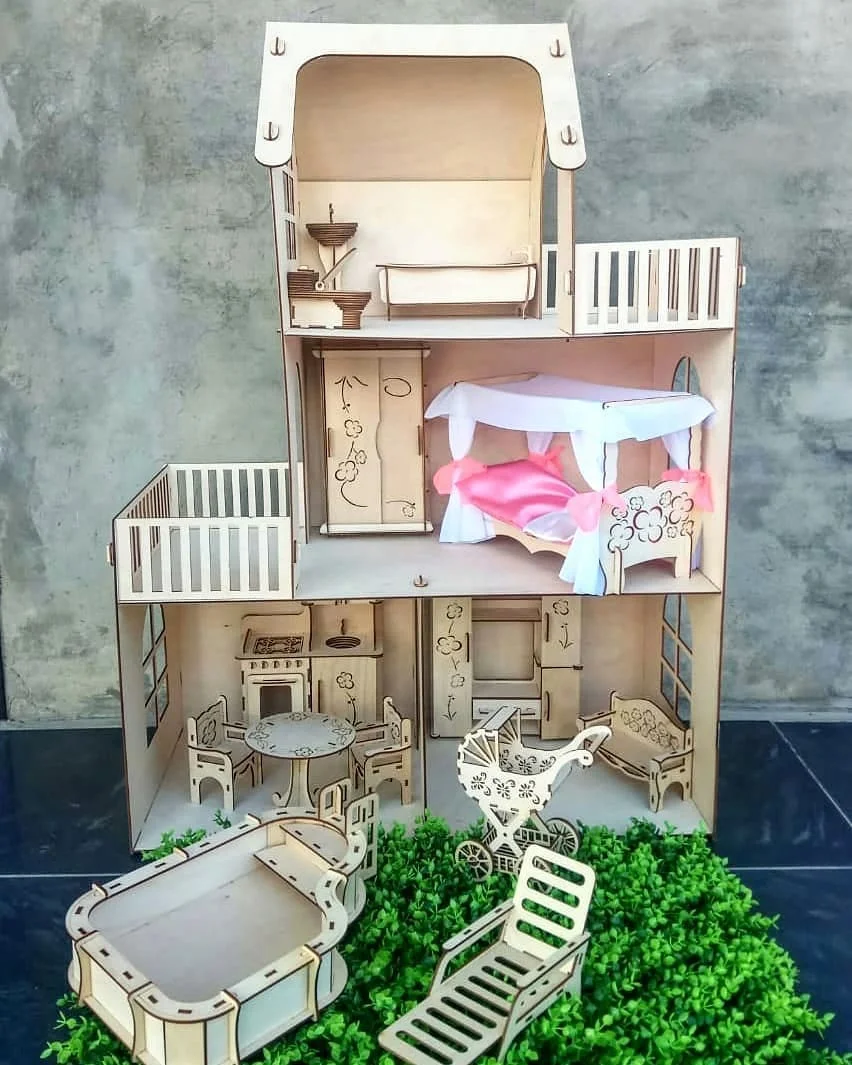 Большой кукольный домик из фанеры для кукол детей Экологически чистые игрушки
