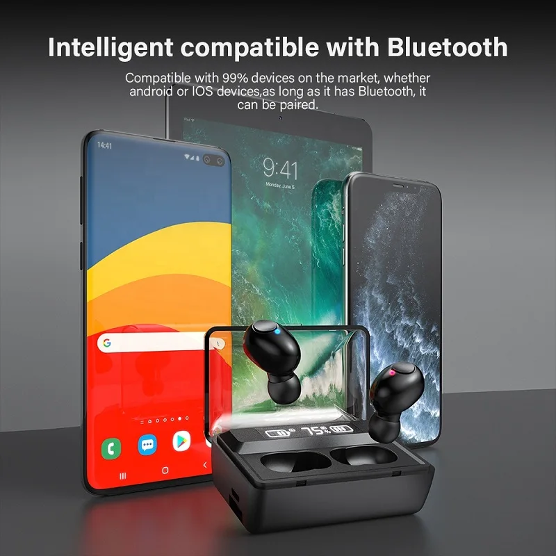 TWS стереонаушники с поддержкой Bluetooth и зарядным футляром|Наушники гарнитуры| |