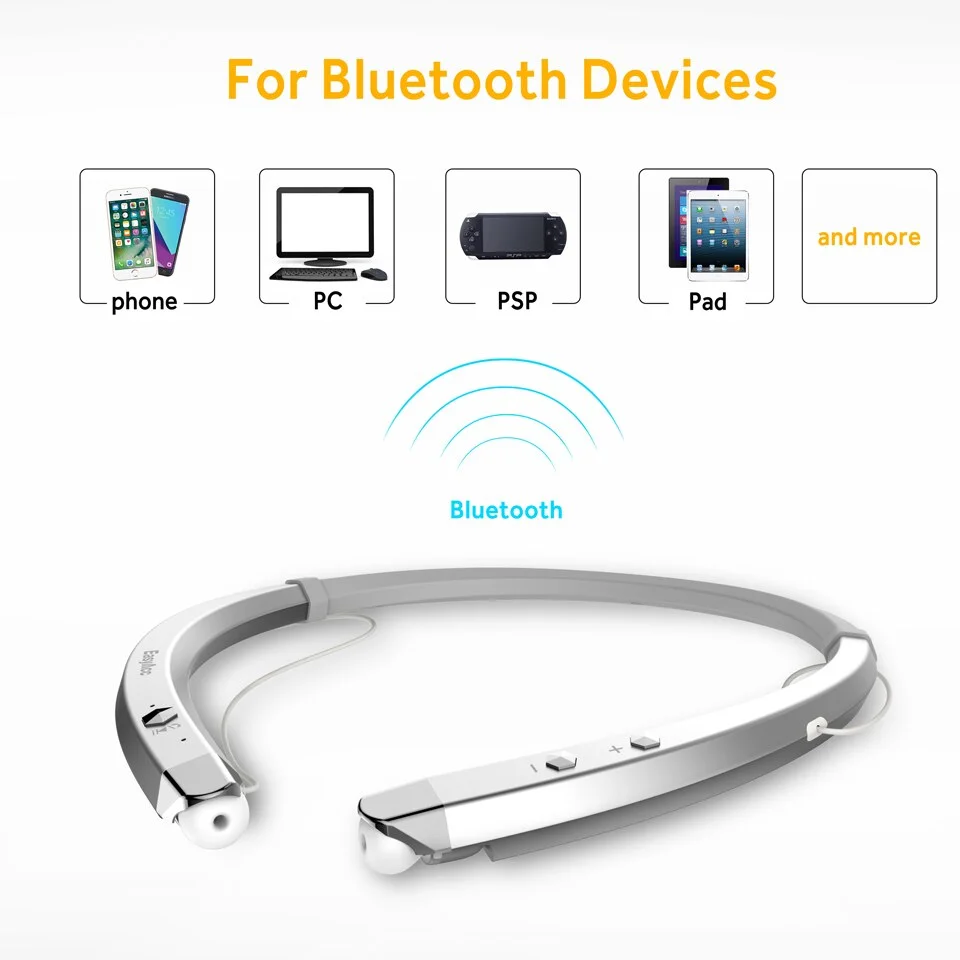 Bluetooth наушники спортивные шейные светящиеся беспроводные стерео музыкальные