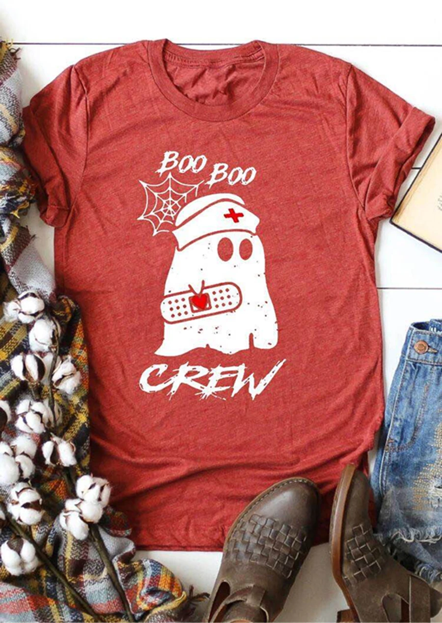 

Halloween Short Sleeve Women T-shirt 2020 Letter Print Tops Tee Casual O-neck Female Top Fashion Festival Tee Shirts