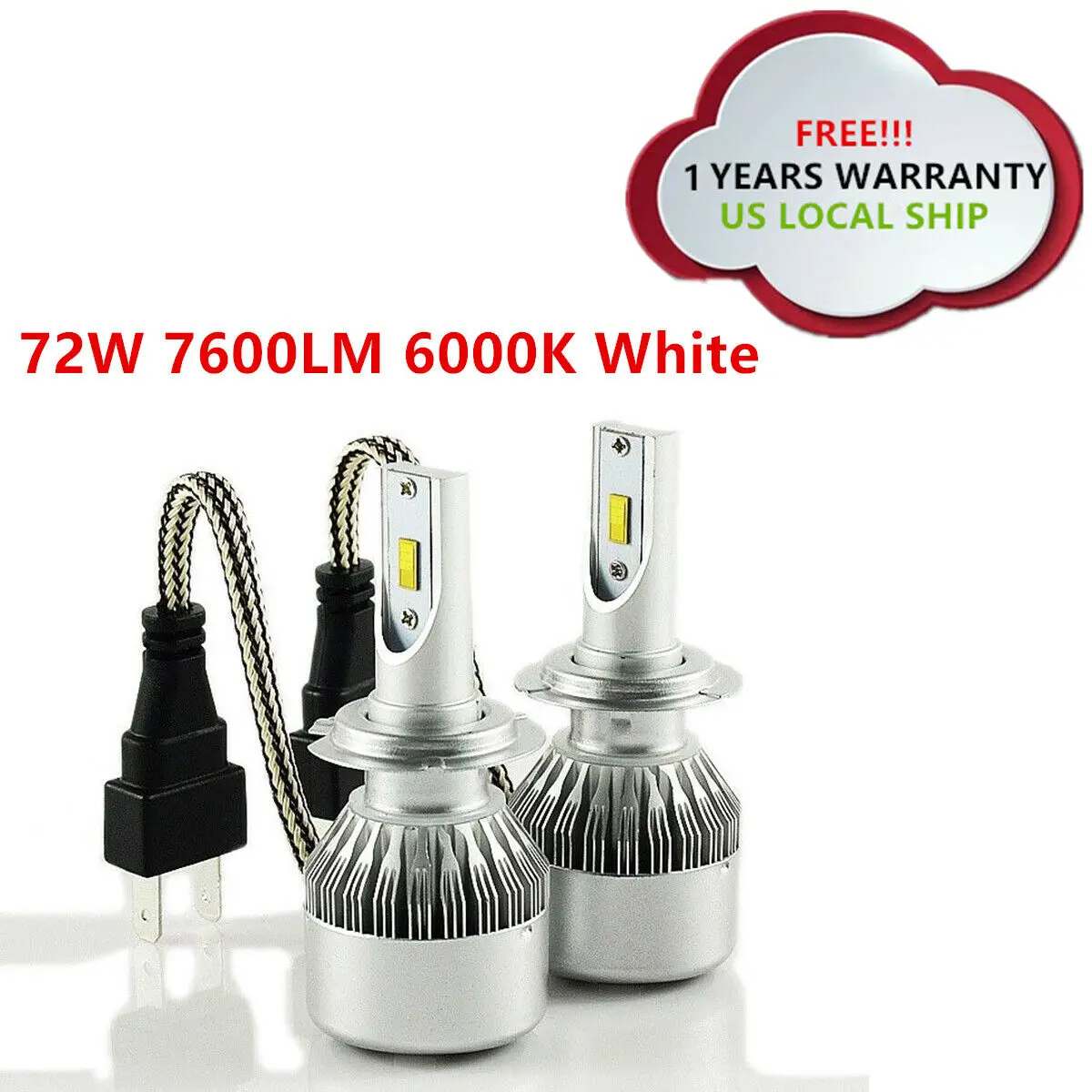 

1 пара H7 светодиодный фар Conversion Kit высокий низкий пучок 72W фары для 7600LM 6000K белый 12V