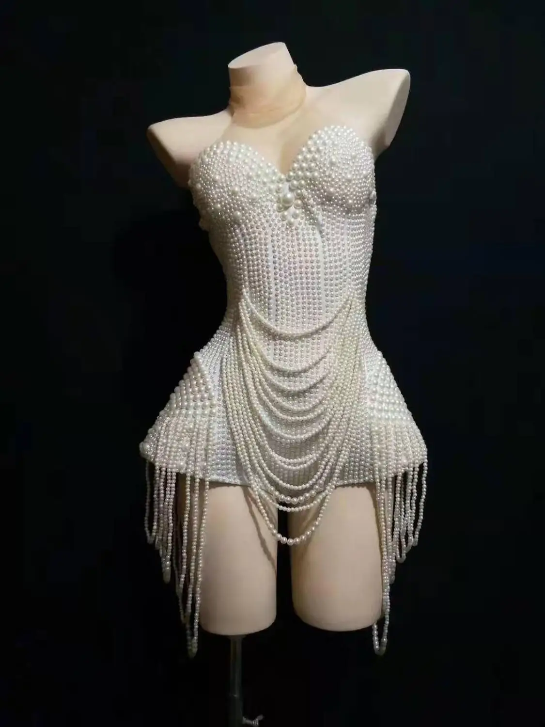 

Jazz Latin dancer dress Ladies ds ballet costume ballroom singer disco dj pearl dancing dresses