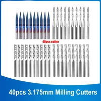 40pcs 3 175mm end mill bits cnc router bits cutter cutting milling tool 4 type each 10pcs mini pcb end mill carbide rout
