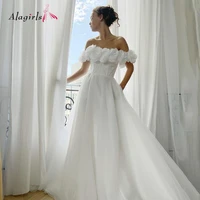 alagirls white wedding dress 3d flowers bridal gown elegant tulle beach wedding dress boho wedding gown long robe de mari%c3%a9e