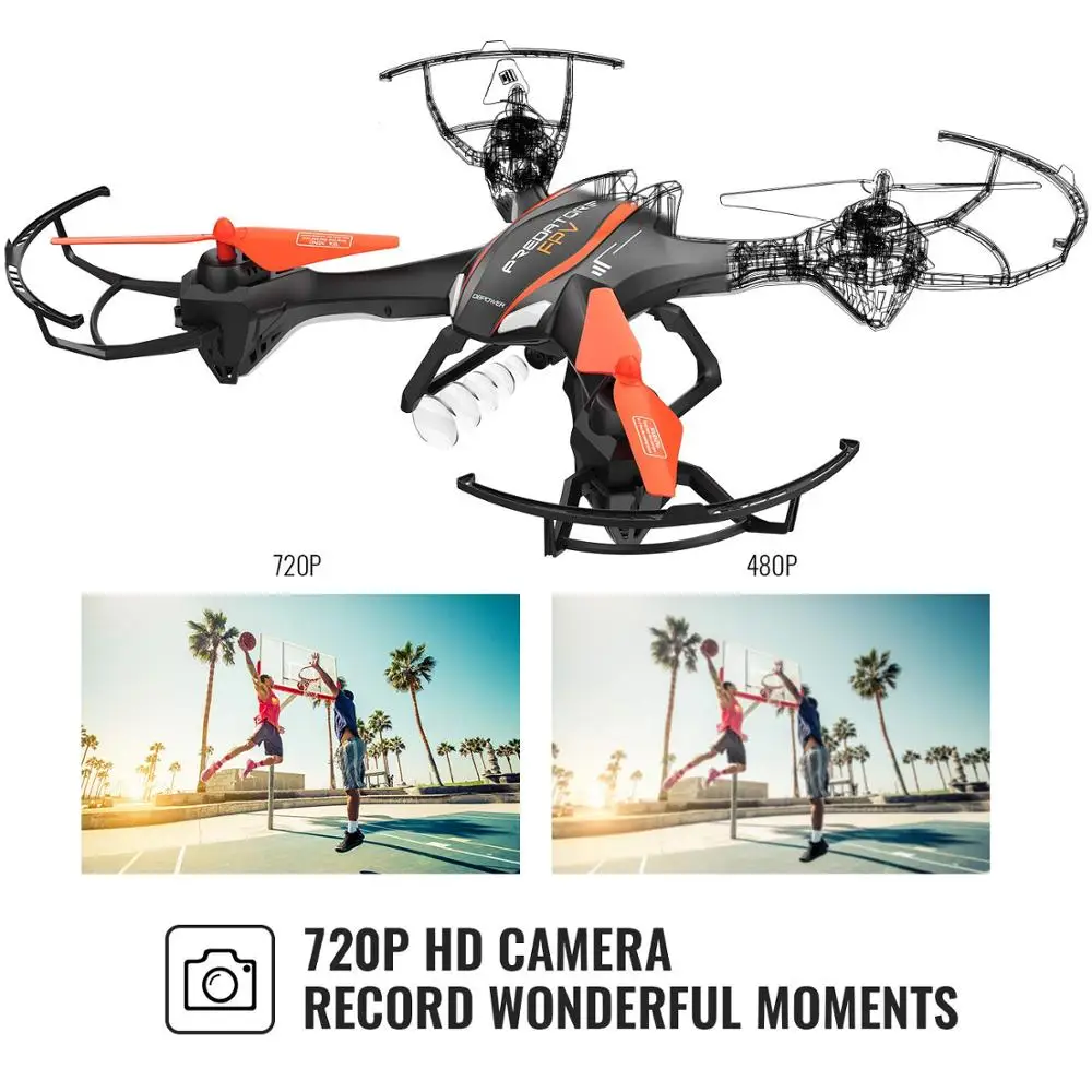 DBPOWER Predator U842 FPV Квадрокоптер Дрон с HD камерой для начинающих и детей большой