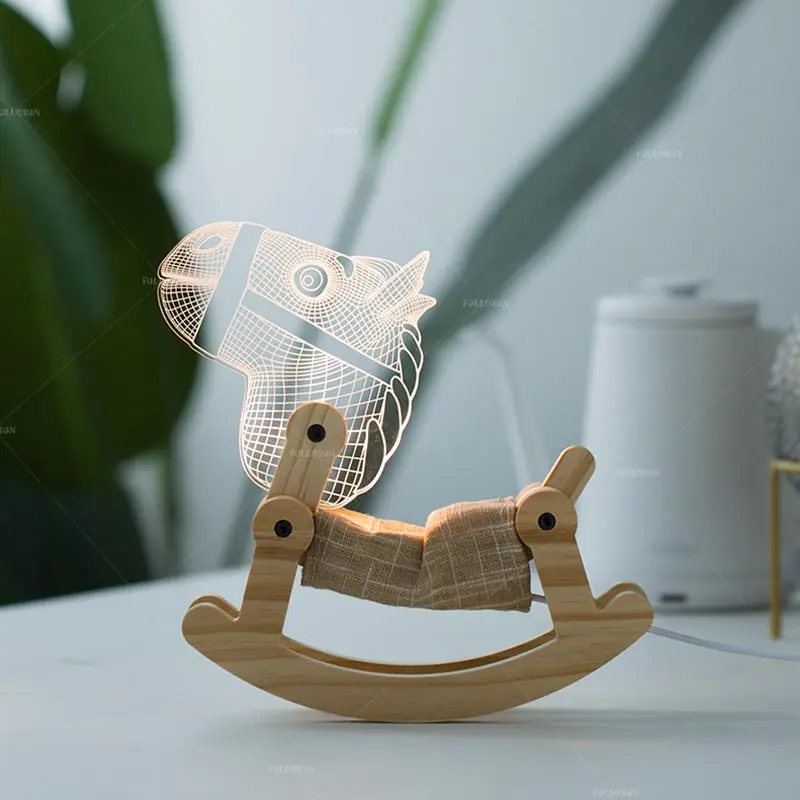 3D светодиодный ночник деревянная лампа настольная из цельного дерева Гибкий
