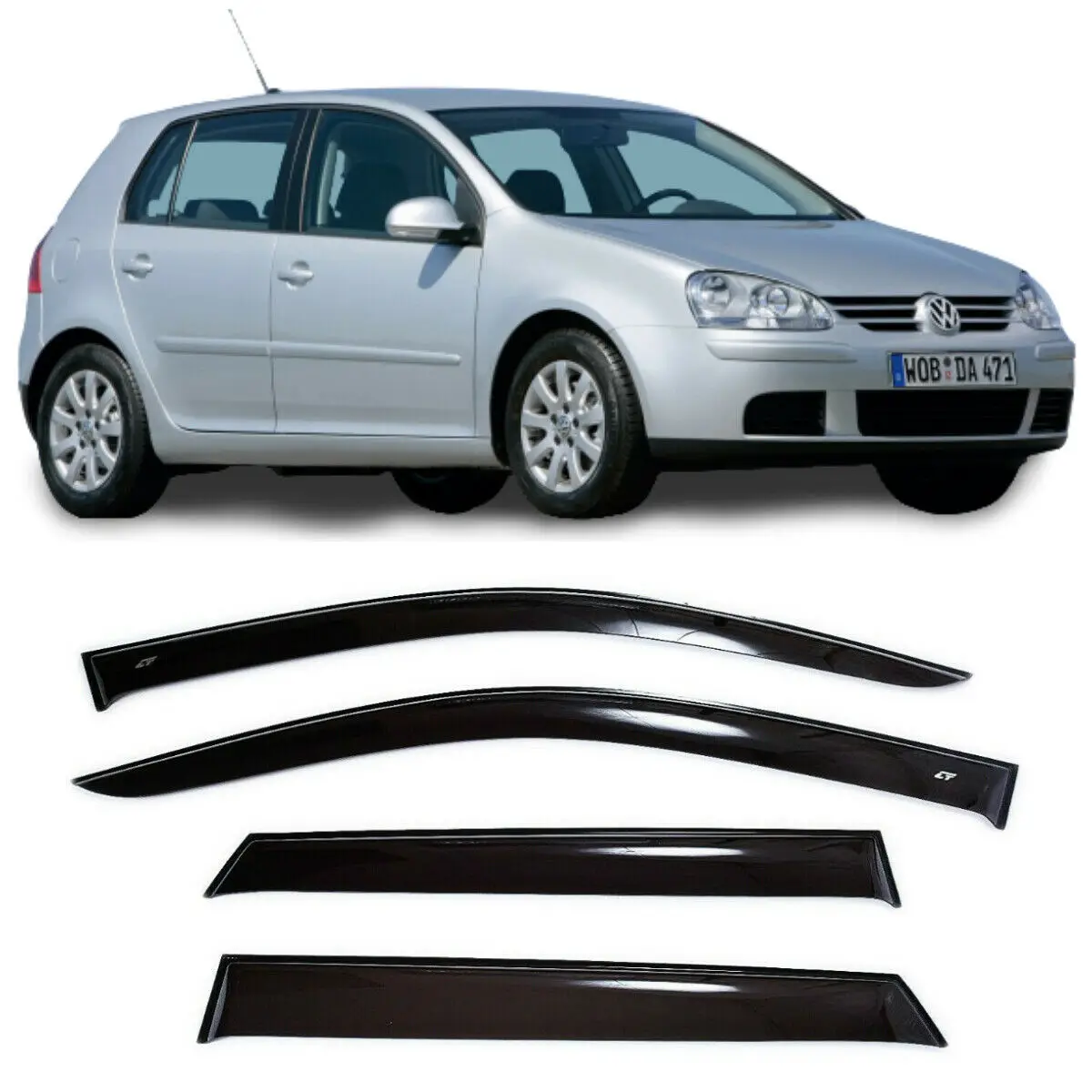 Wind Visor Deflectors Cobra Tuning V20603- Car Ventvisor Door Side - Window Air Guard for Protection Against Snow Sun and Rain Compatible with VW