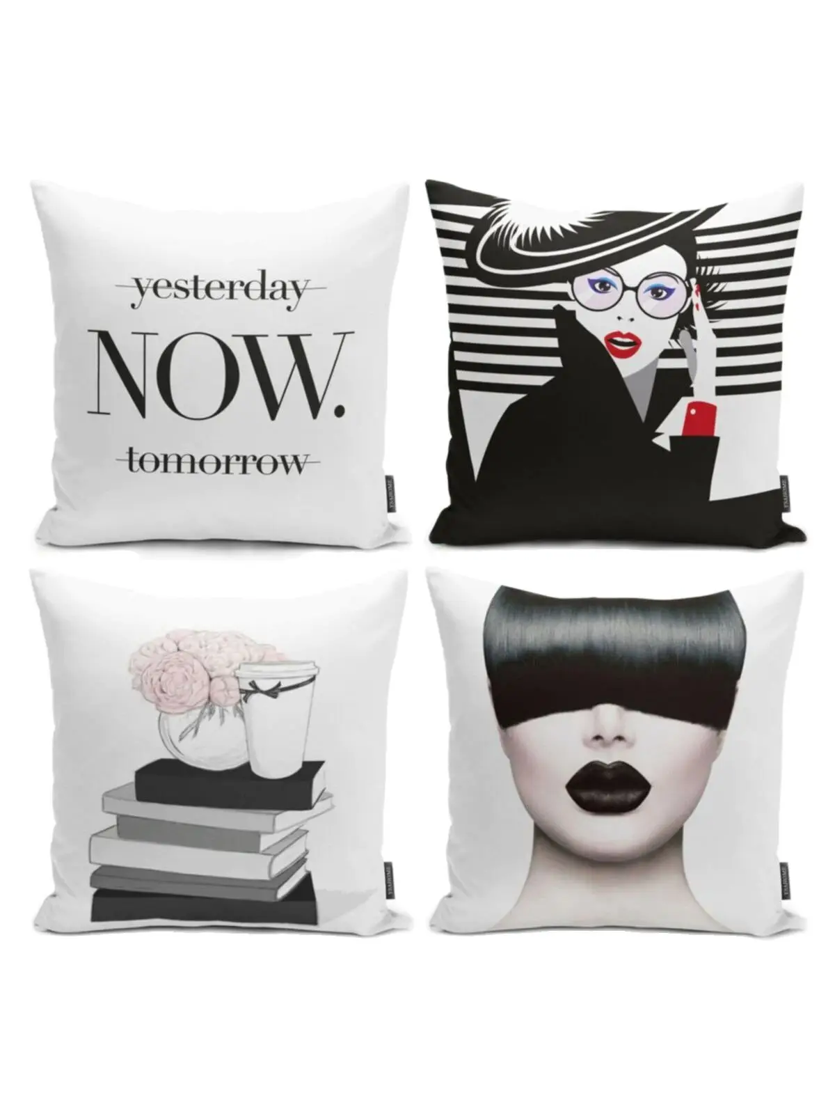 

Передняя сторона/цветочно-печатные современный черный, белый цвет Для женщин фигурный с рисунком цифровые печатные подушки украшения поду...