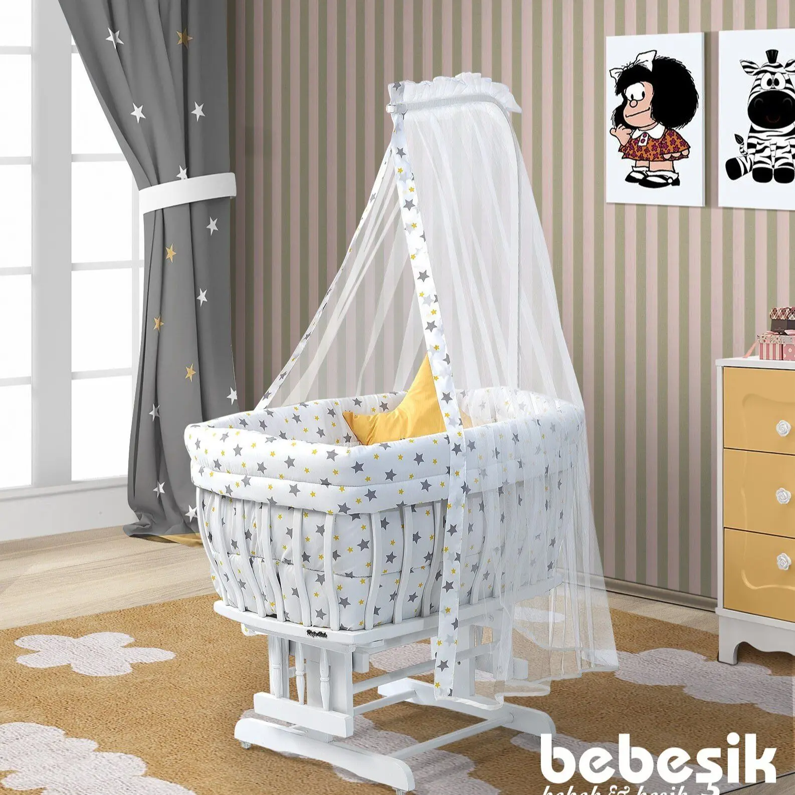 Portable Baby Crib Moses Basket Kid Bed Duvet Pillow MosquitoNet Rocking Chair Bassinet Swing Mini Cradle Hammock Side Furniture