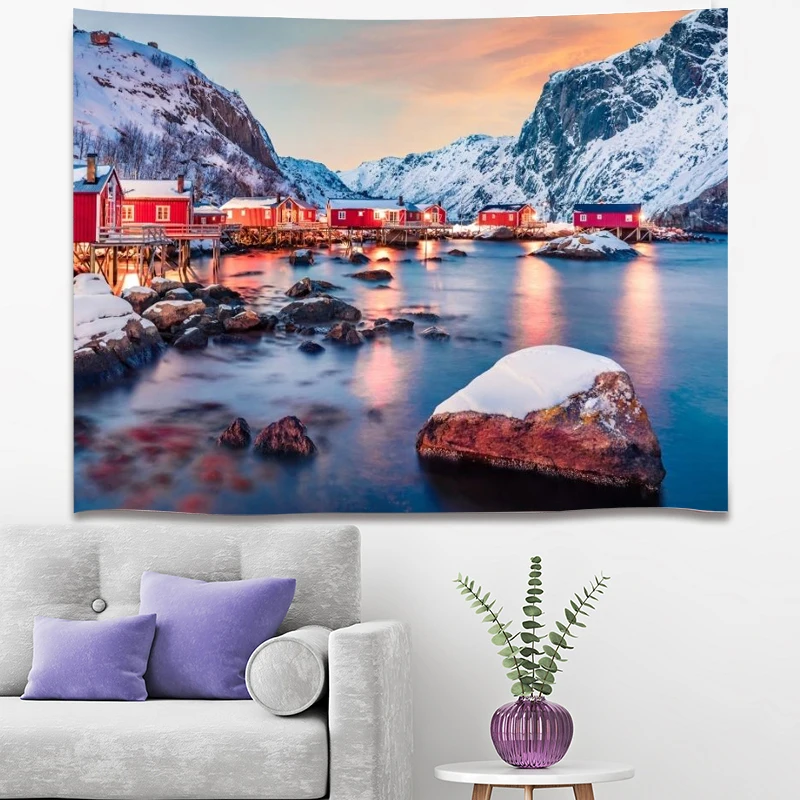 

1 Piece Of Living Room Decoration Tapestry With Magnificent Sunset Cityscape Of Norway's Lofoten Islands Dropshipping Center
