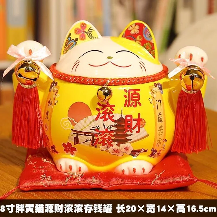 

Большая 8-дюймовая Копилка Guochao с изображением кошки на удачу, открывающаяся керамическая креативная Декоративная копилка для магазина на в...