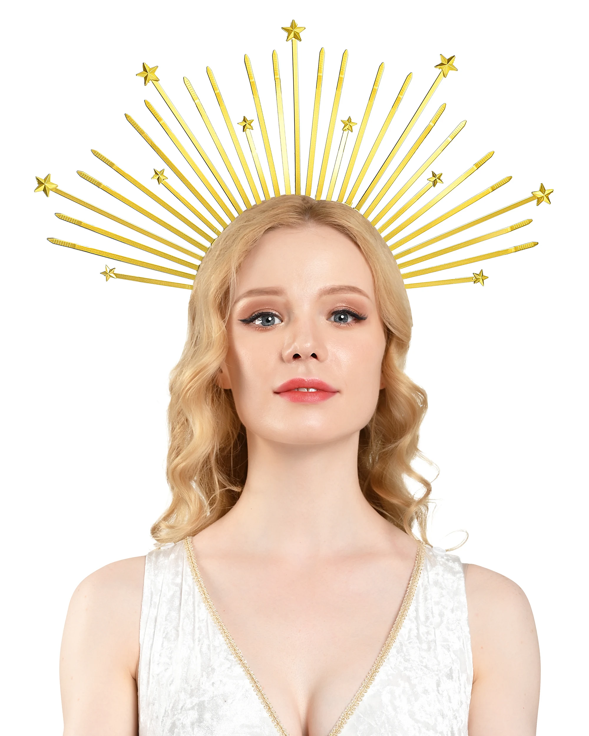 Богиня гало Корона Золотой головной убор в стиле бохо свадебная корона взрыв с