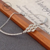 aazuo real 18k pure solid white gold real natrual diamonds ladder geometry bracelet gift for ladykids birthday party au750