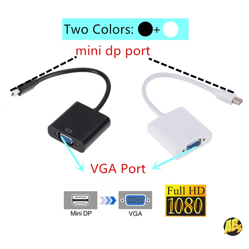 Переходник с Mini DP to VGA видео адаптер поддержкой 1080p Thunderbolt Display Port кабель для Apple
