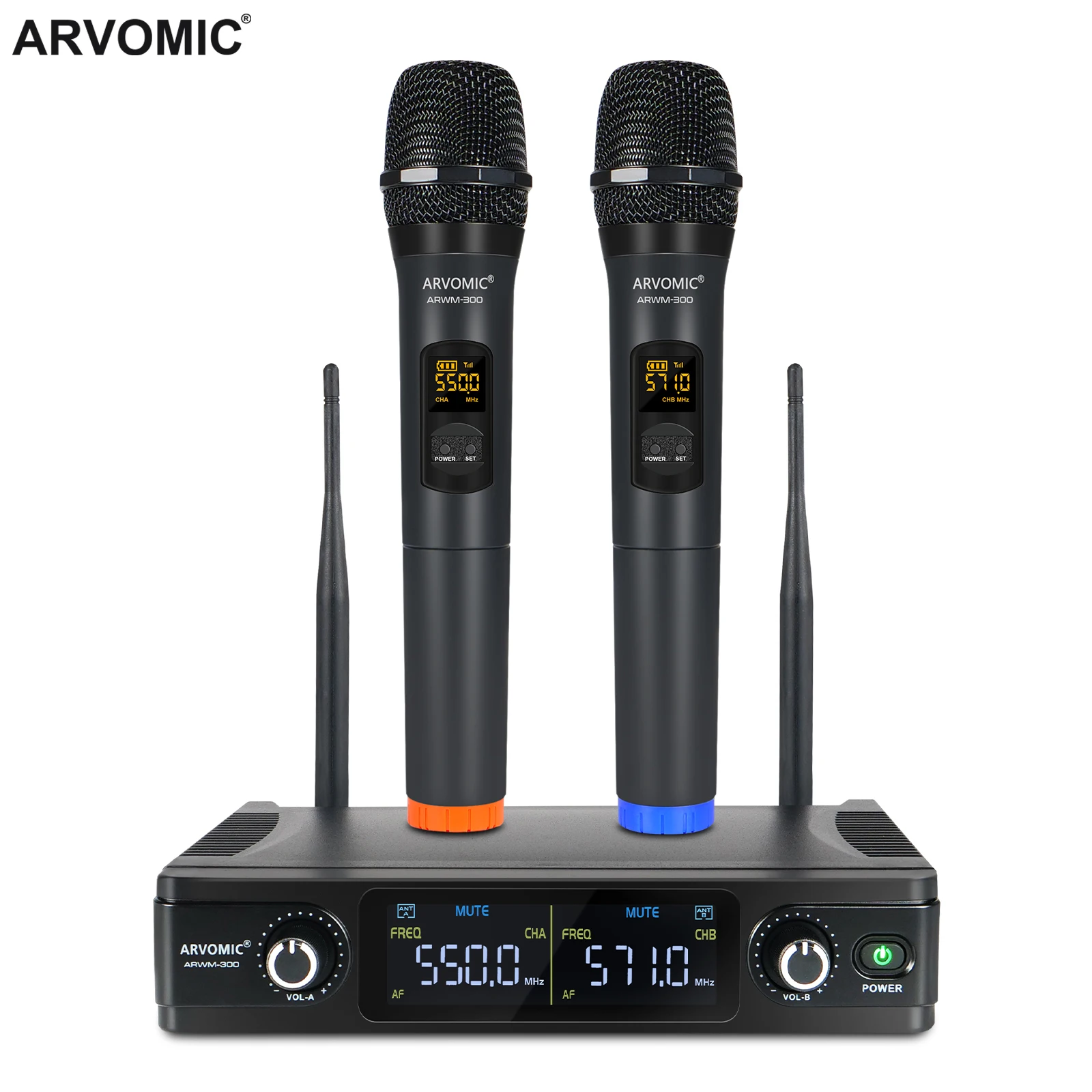 

ARVOMIC Professional Wireless Microphone System with Balanced XLR Output For Audio table 60Adjustable Frequencies Show Stage