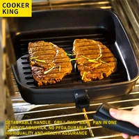 cooker king nonstick steak frying pan skillet grill pan with detachable handle kitchen utensils oven safe induction26cm