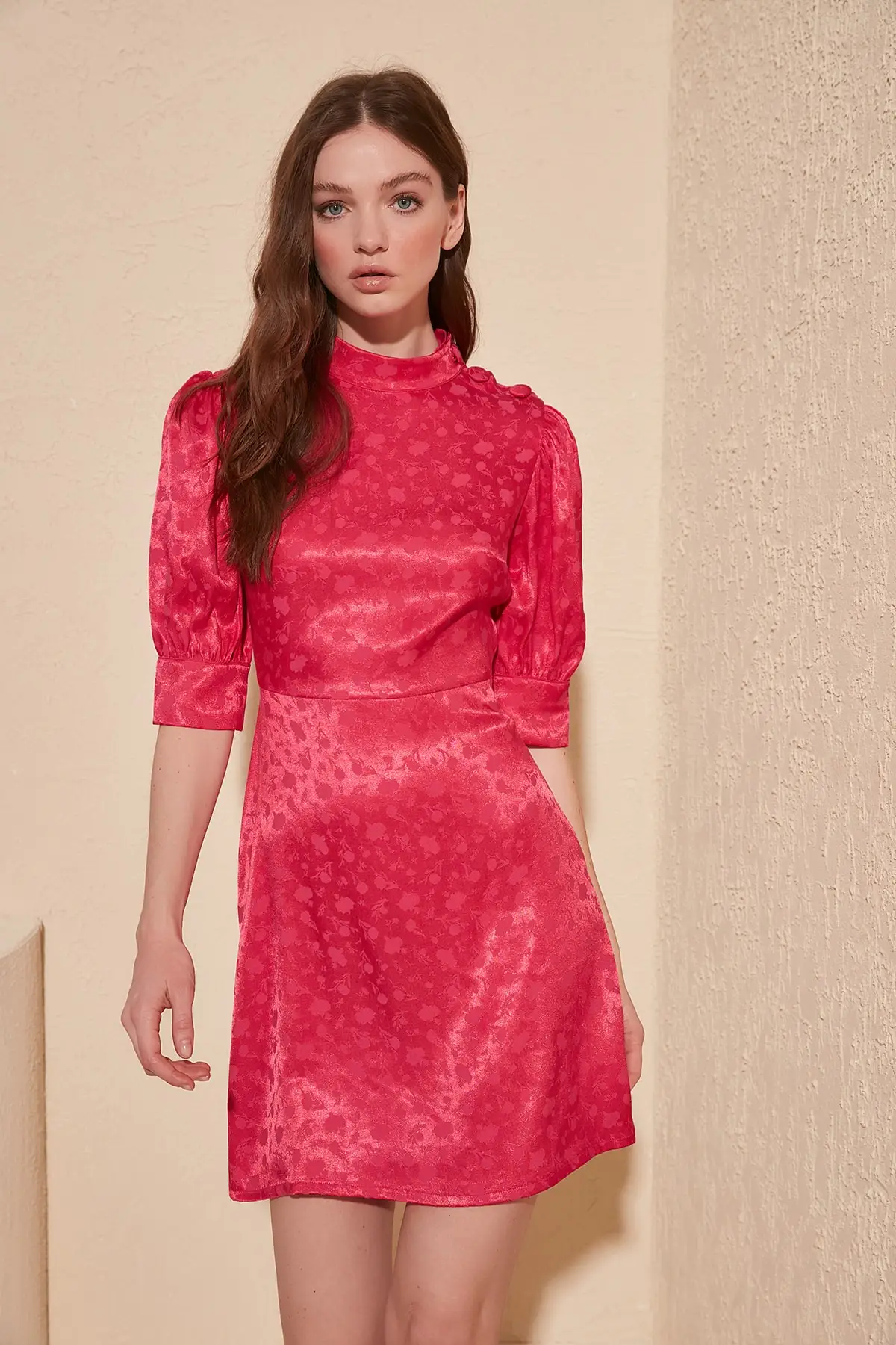 Жаккардовое платье TWOSS20EL1625 с пуговицами|Женские платья| |