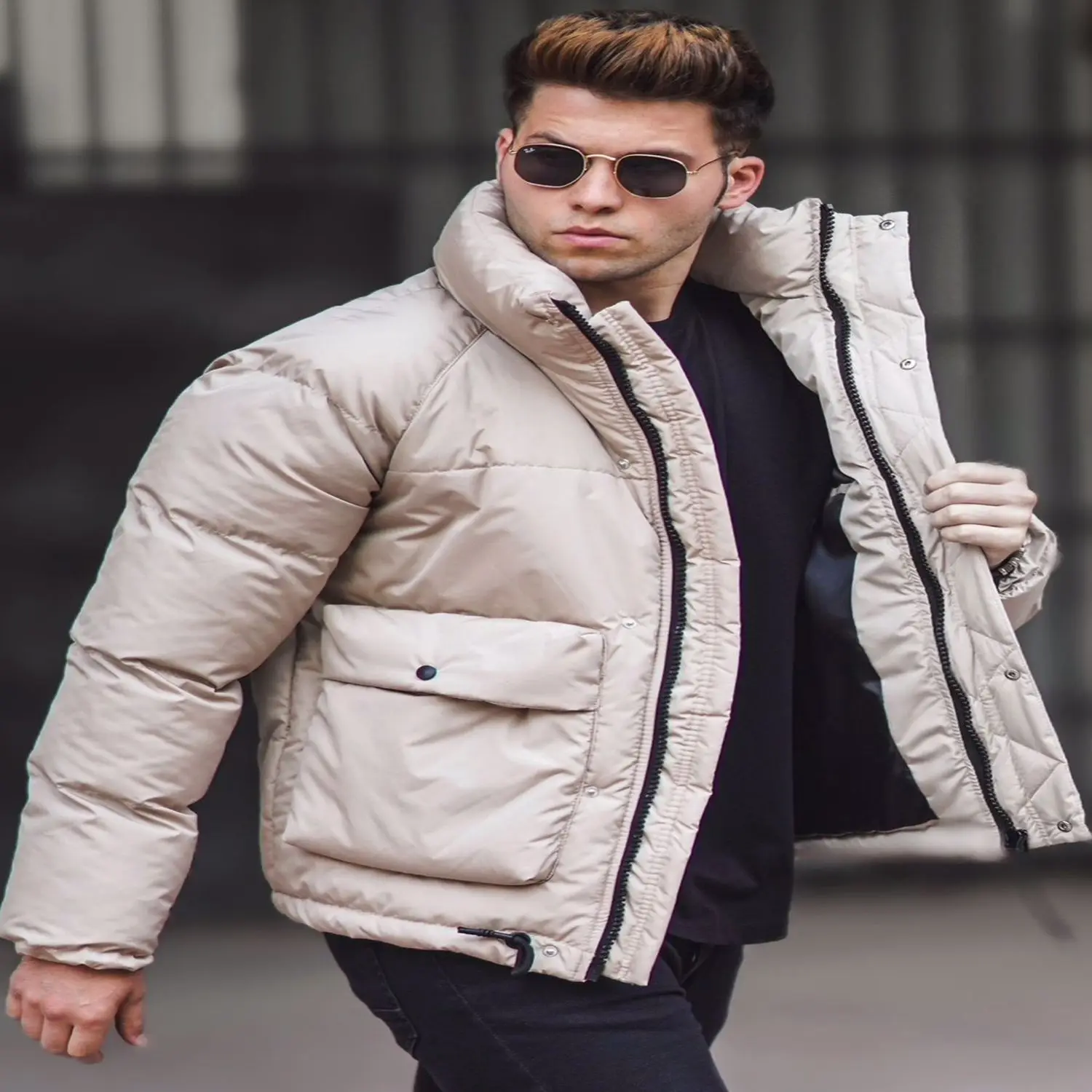 Male 2021 Inflatable Coat Pocket Detail new autumn winter jackets Parka men warm outerwear casual slim male overcoat