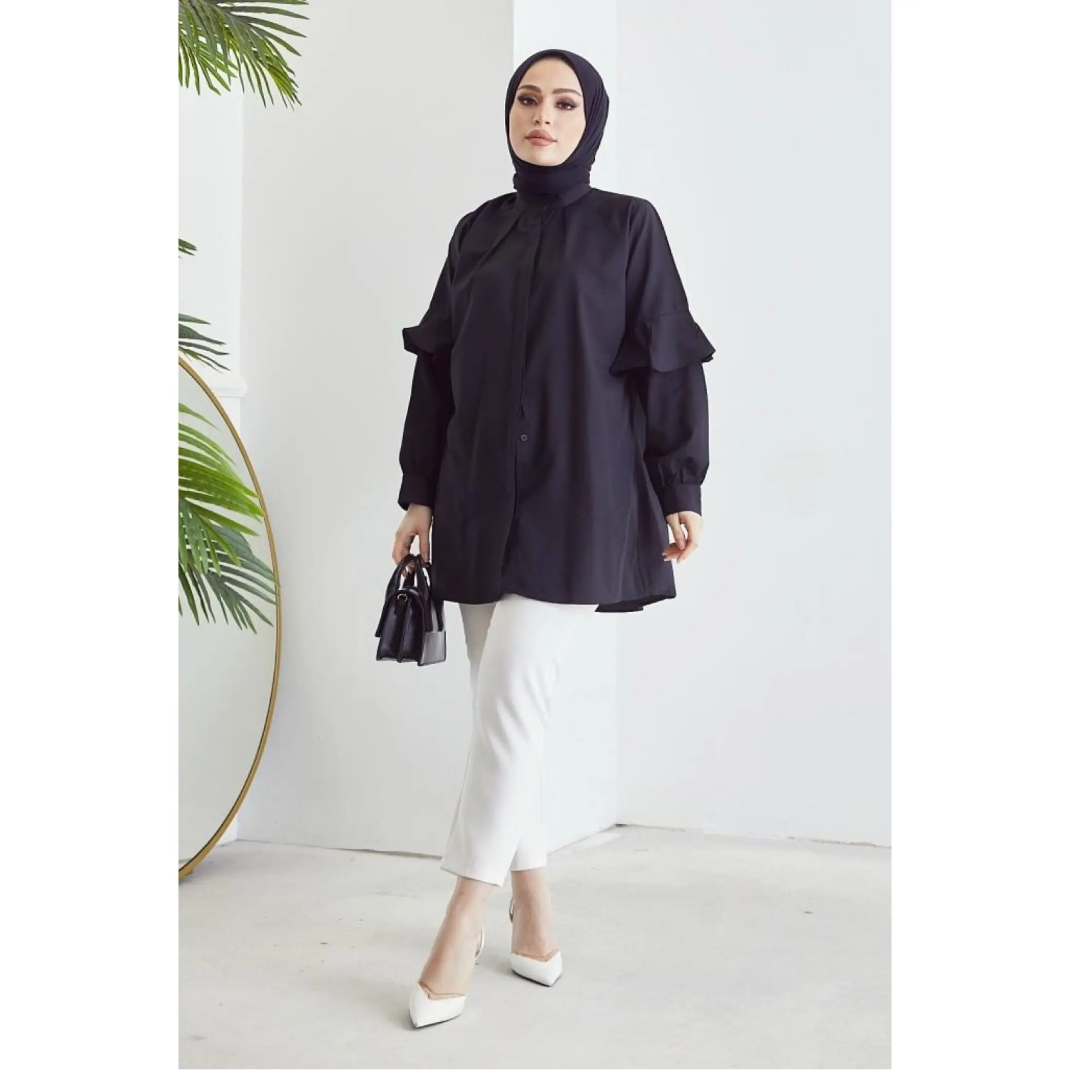 Muslim Tunic Women Long Sleeve Plus Size Tops Abaya Dubai Vintage Blouse Plaid Summer Spring Warm Shirt Skirts Clothes Ladie