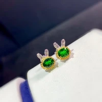kjjeaxcmy fine jewelry 100 natural diopside girl earrings two colors rose gold white female gemstone 4x5 support testing