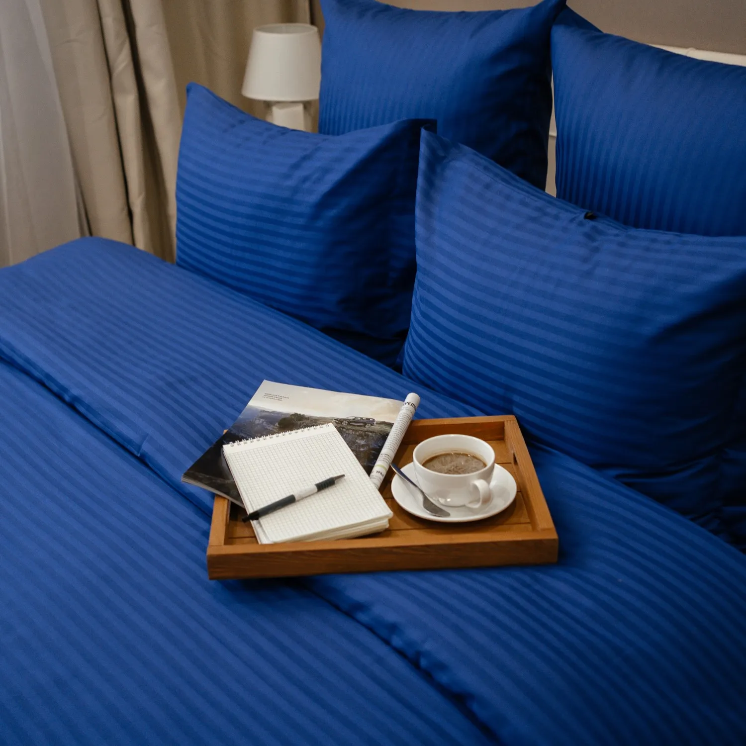 Комплект постельного белья Сатин Страйп 100% Хлопок Евро Семейный 1.5-спальный 4