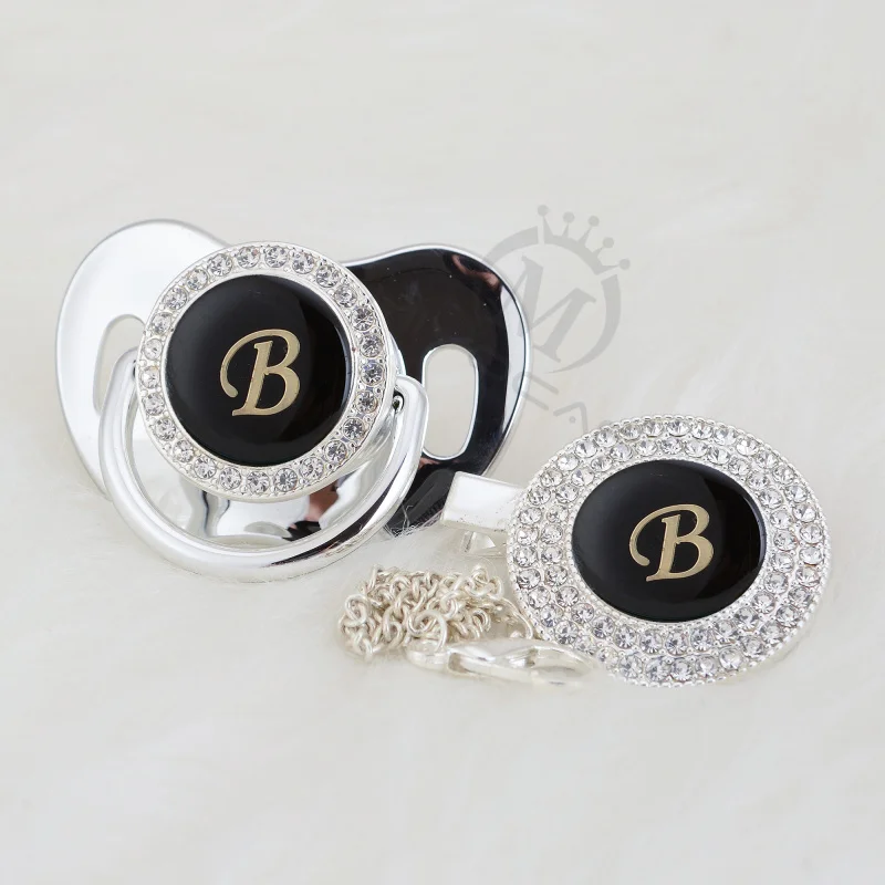MIYOCAR имя инициалы Письмо B bling белая соска и пустышка Клип цепь набор красивый d0esign