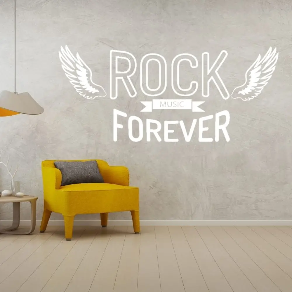 Наклейка на стену с надписью Forever Rock A001687 | Дом и сад