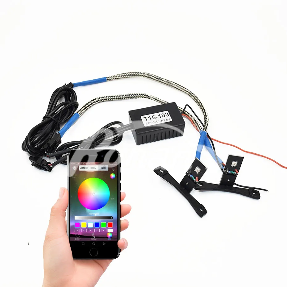 RONAN APP Bluetooth RGB светодиодный светильник Devil Eyes Demon 360 высокого качества, модифицированный автомобильный проектор MH1 Koito hella Lens