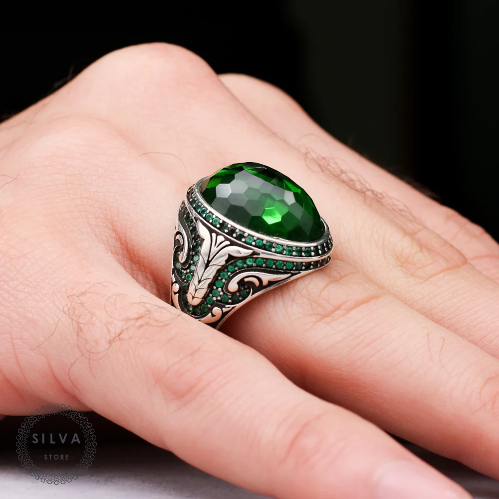 

Original Sterling 925 Silver Men's Ring With Zircon Stone. Man Jewellery Stamped With Silver Stamp 925 All Sizes Are Available