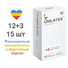 Разноцветные ароматизированные презервативы Unilatex Multifruit - 12 шт. + 3 шт. в подарок