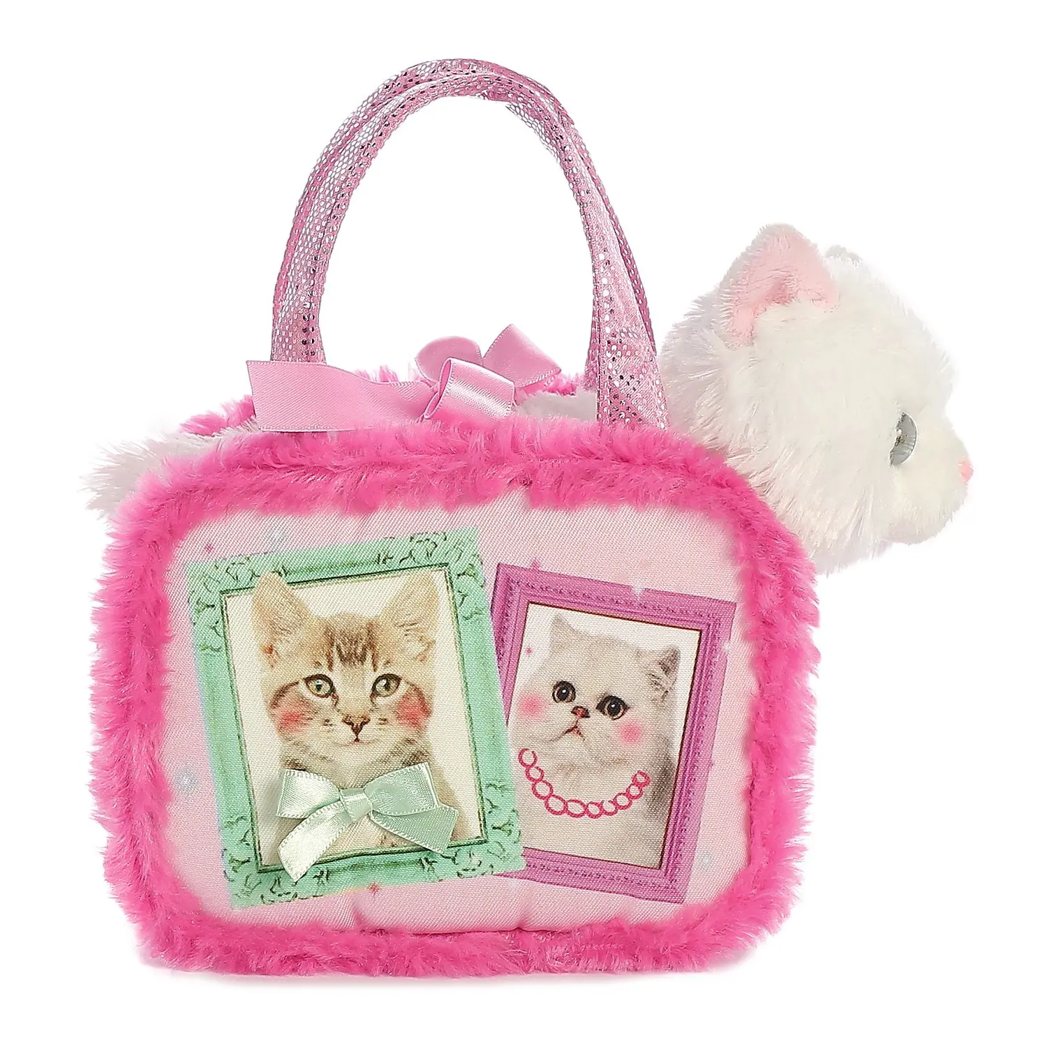 Мягкая игрушка Aurora Белая кошка в сумке-переноске | Игрушки и хобби