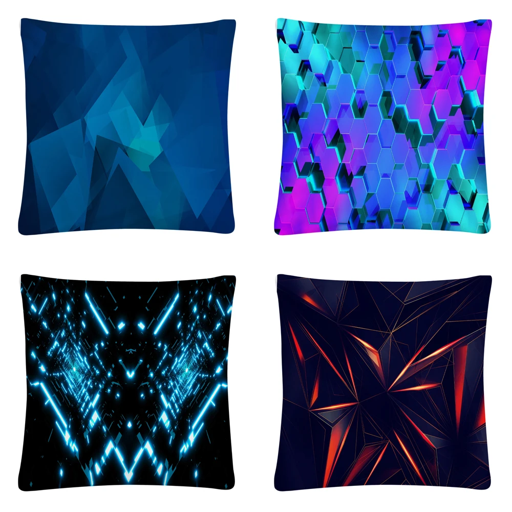 

Geometric square/cubic pattern Soft Short Plush Cushion Cover Pillow Case for Home Sofa Car Decor Pillowcase 45X45cm