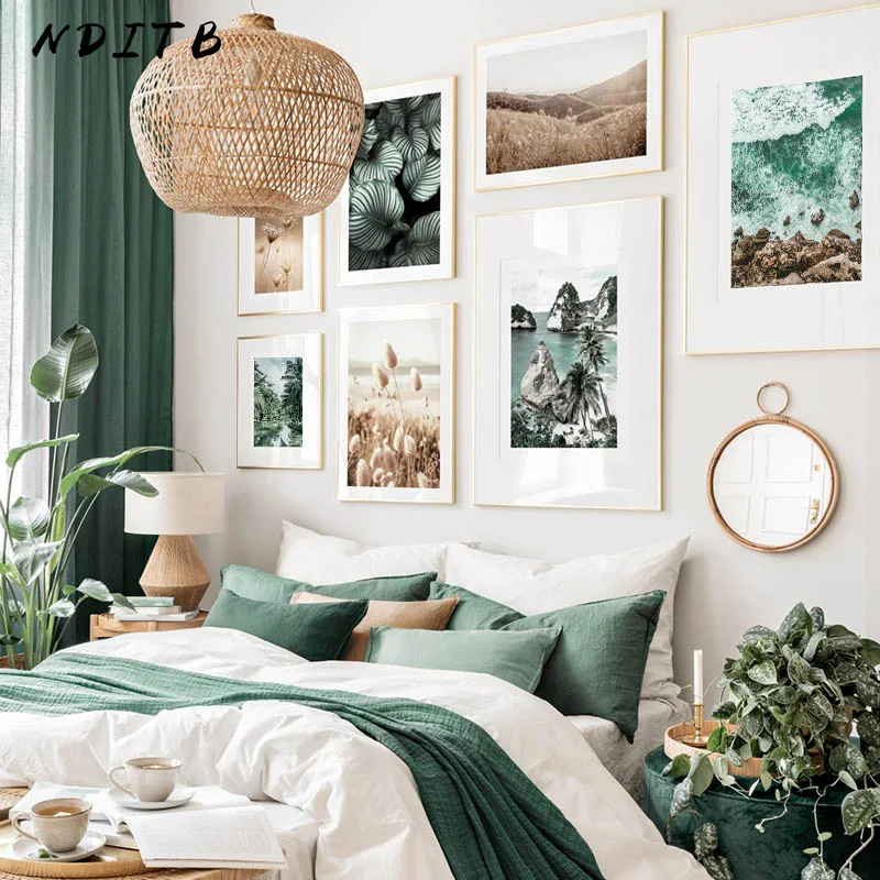 Пляжная трава Бали листья природный ландшафт Постер скандинавский домашний