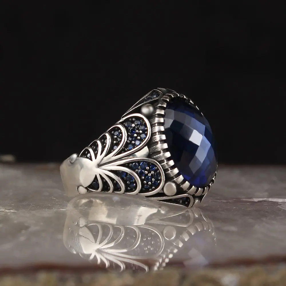 

Кольцо из серебра 925 пробы с драгоценным камнем, мужское серебряное кольцо ручной работы, Стильное мужское кольцо, Новое модное кольцо, коль...