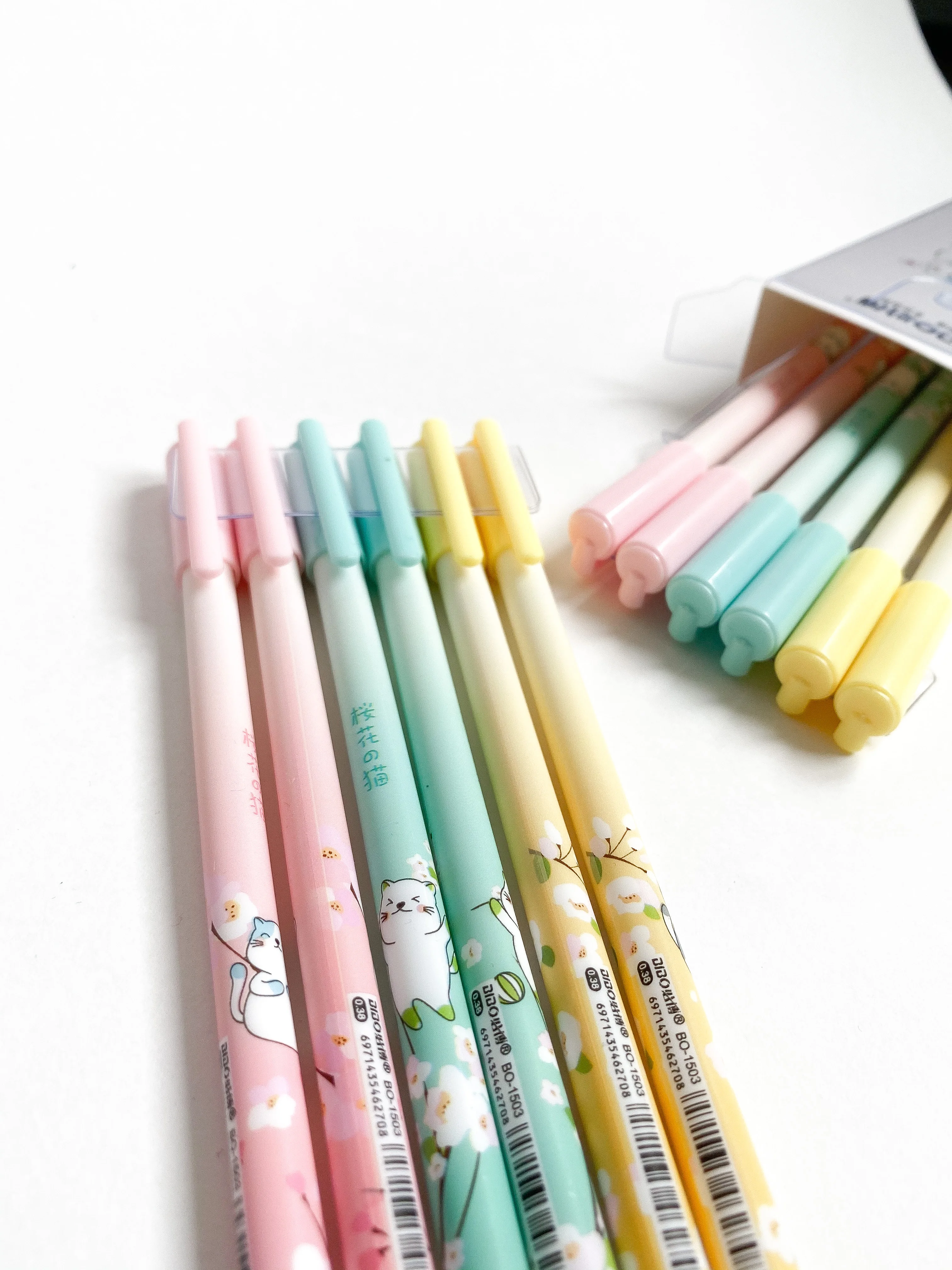 Набор ручек для школы и офиса набор тонких шариковых с рисунком кошек детей Синяя