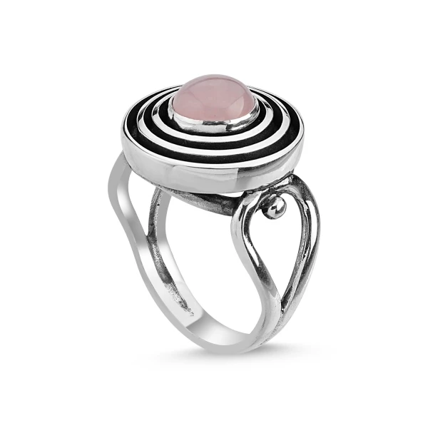 

Серебряное 925 пробы кольцо с розовым кварцем ручной работы