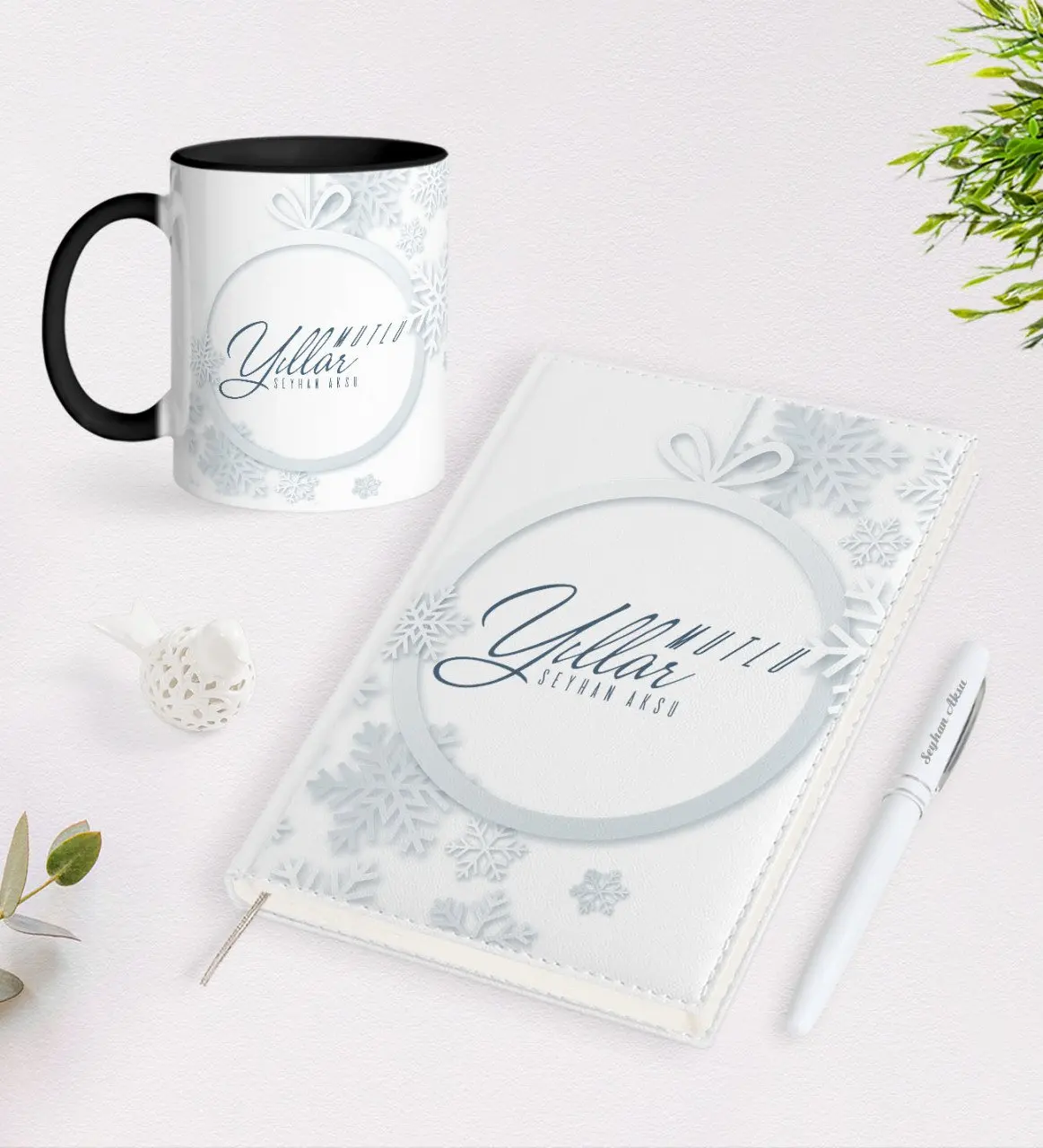 

Персонализированные Рождество Happy Birthday 2021 Организатор ручка и черная кружка Seti-14