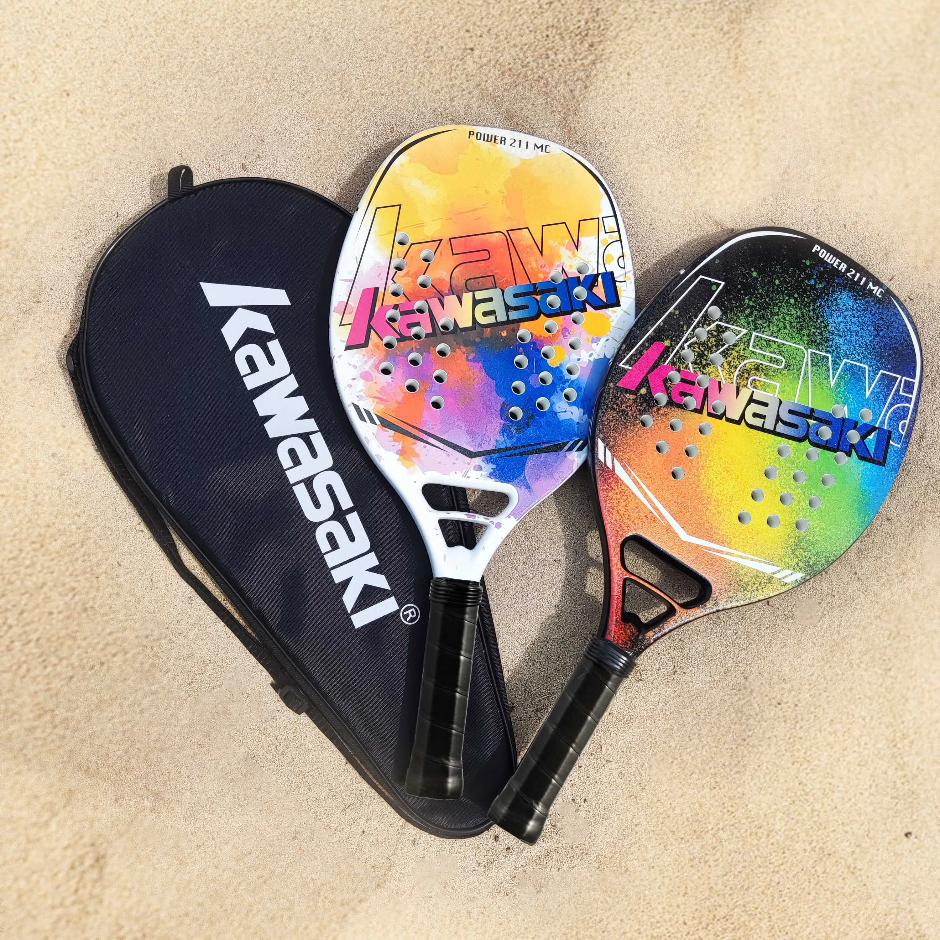 Kawasaki Professional Beach Tennis Paddle Racket Beach Tennis Carbon EVA Face Tennis Raqueta For Adults Rackets With Bag
